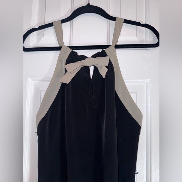 The Limited, Black and Beige Maxi Dress, ties around neck, 21 inch side splits S - Picture 1 of 16